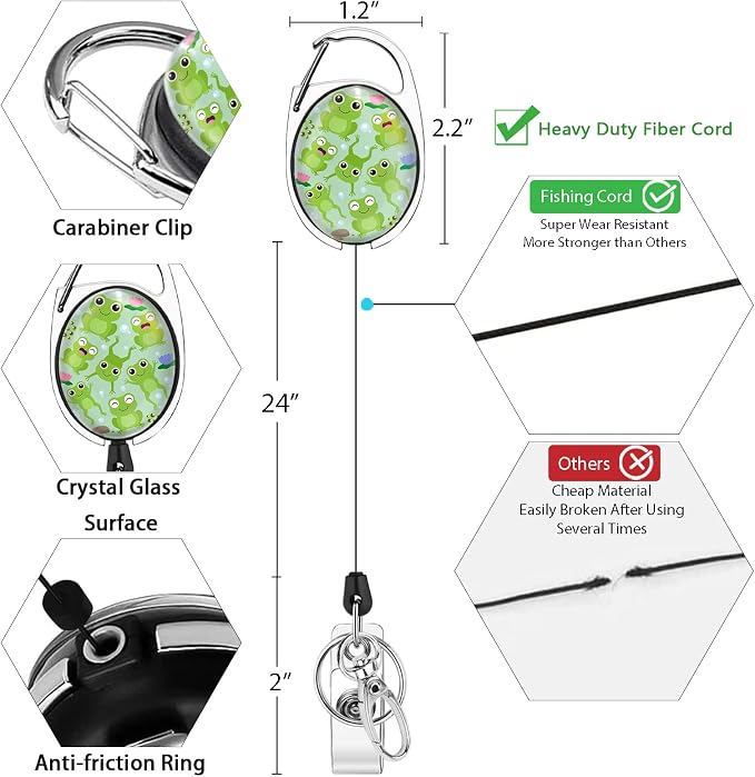 Cute Frog Lanyards for Id Badges, Retractable ID Badge Holder - Image 6