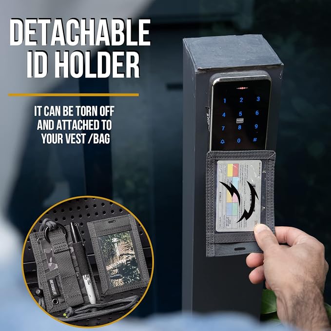 OneTigris Tactical ID Card Holder Hook & Loop Patch Badge Holder Neck Lanyard - Image 4