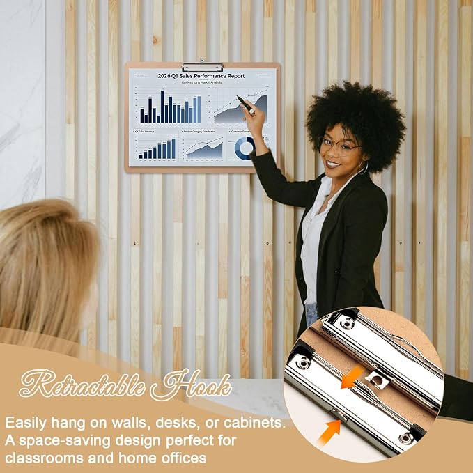 6 Pcs Large Size Clipboard Set, 11x17 Wooden Horizontal Clipboard - Image 6