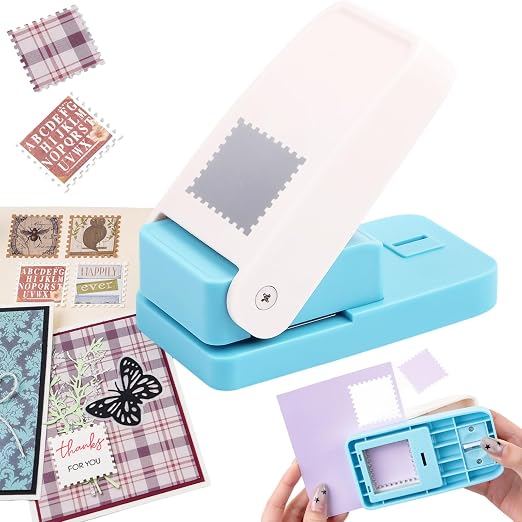 Square Stamp Punch, 1.5 inch Stamp Punch, Large Square Postage Stamps Puncher by CYFUNDESIGN
