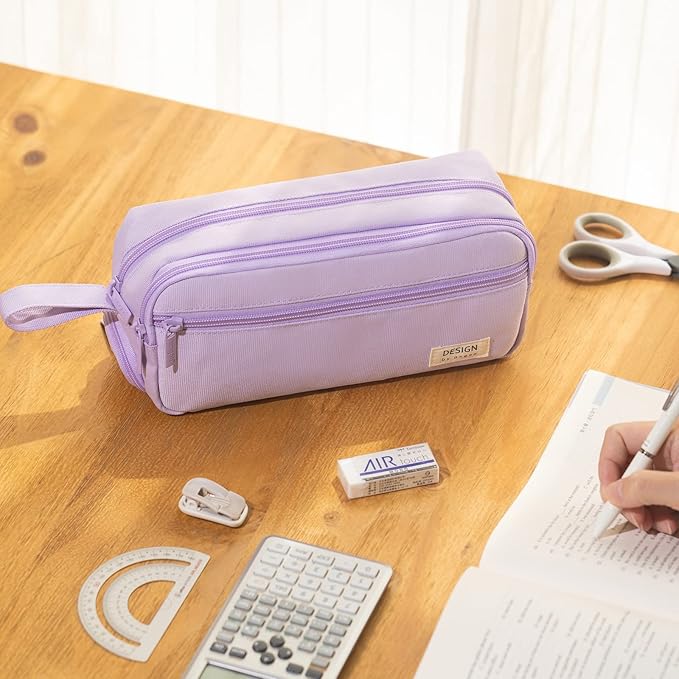 HVOMO Large Pencil Case High Capacity Holder Box Storage bag Desk Organizer Marker Pouch Pen For Middle School Office College Adult Girl and Boy(Purple)-DeskLoop Office