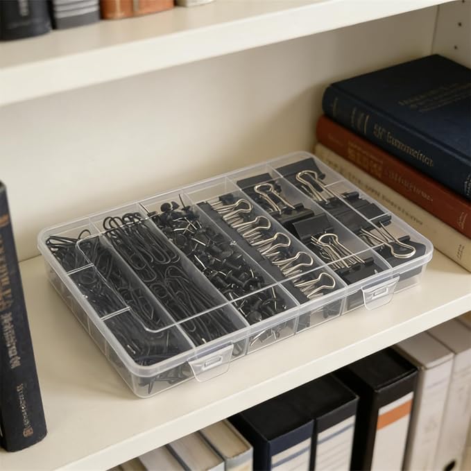 282 Pcs Black Office Clips Set Binder Clips and Paper Clips Push Pin Colored - Image 3