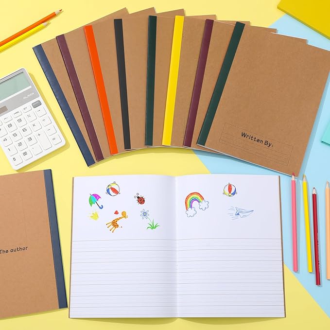 Henoyso 20 Pcs Primary Composition Notebook 9 3/4 x 7 1/2 Inch Kids Journal, Back to School Supplies, K-2 Primary Writing Notebook for Kids Student Draw and Write Story Journal (Jewel Tone Color)-DeskLoop Office