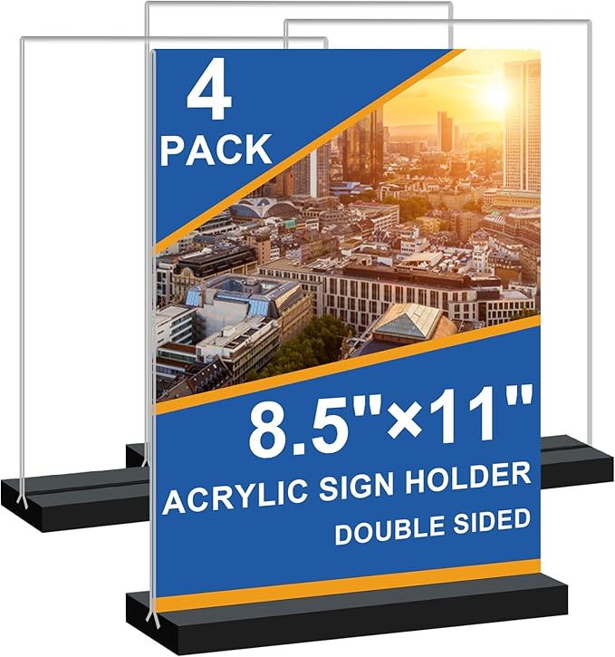 Seencool 8.5x11 Acrylic Sign Holder Vertical Double-sided Tabletop Sign Holder by Seencool