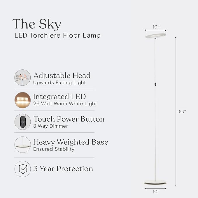 Brightech Sky LED Floor lamp, Torchiere Super Bright Floor Lamp - Image 9