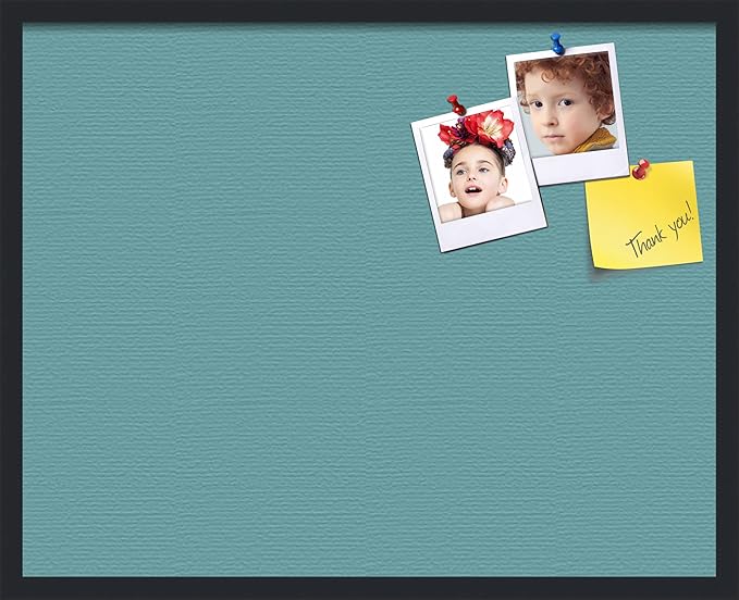 PinPix 30x24 Inch Cork Bulletin Board. This Decorative Framed Pin Board Comes with Aqua Pastel Design and a Satin Black Frame. Ideal for Home Office Decor or Message Board (PinPix-1806)-DeskLoop Office