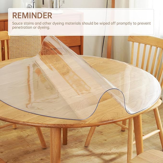 Warmstar Clear Table Protector, 2mm Thick, 38 Inch Round, Plastic Table Cover - Image 4