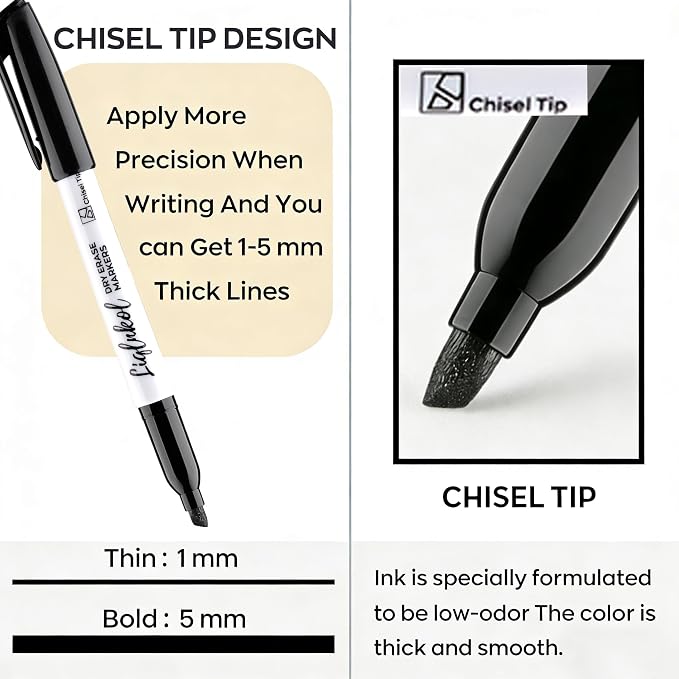 Dry Erase Markers Bulk, 144 Pack Black Whiteboard Markers, Chisel Point Low - Image 2