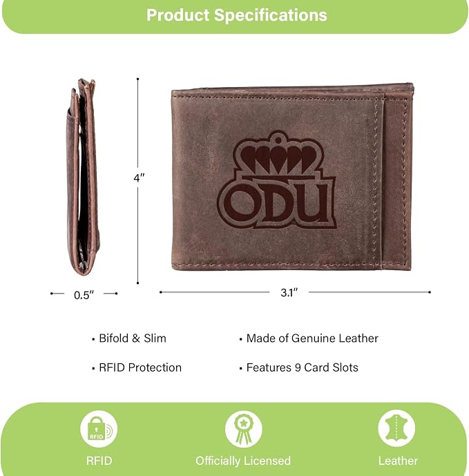 Team Sports America NCAA Old Dominion University Front Pocket Slim Wallet - Image 4