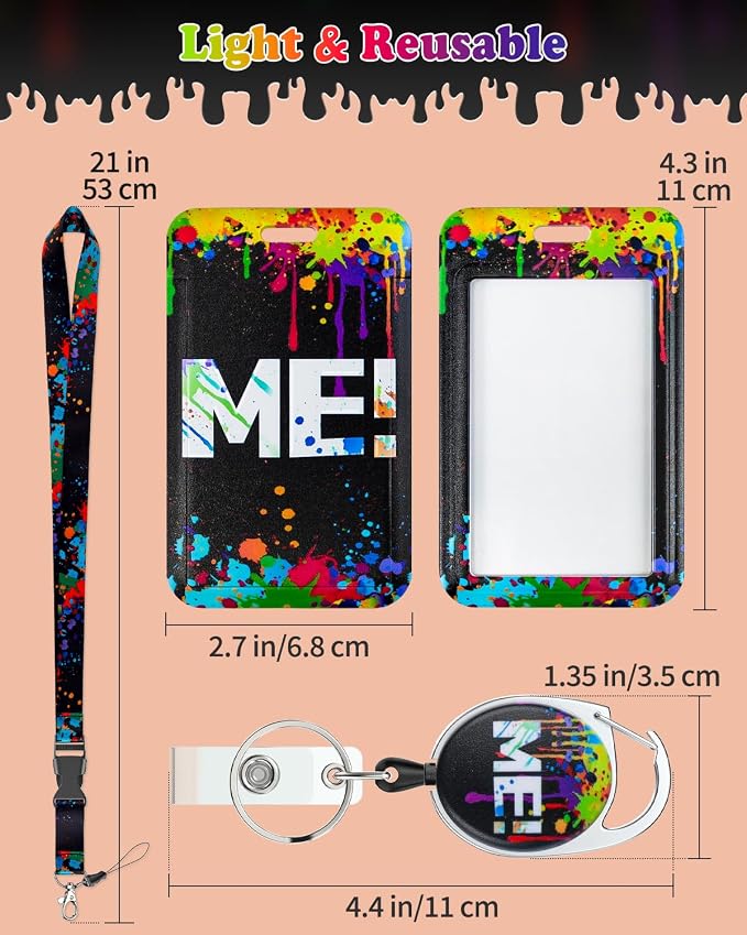 Uniclife Fashionable Sliding Badge Holder Paint Splash Plastic Case - Image 5