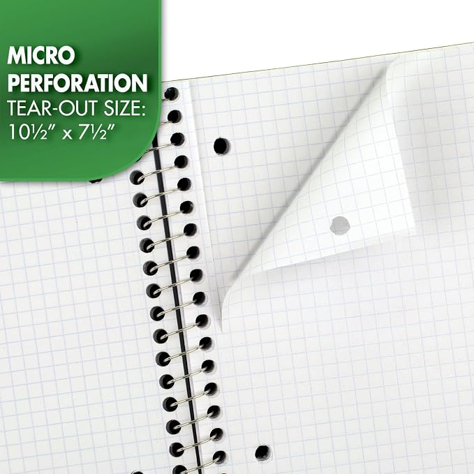 Mead Spiral Notebook, 1 Subject, Graph Ruled Paper, 7-1/2" x 10-1/2", 100 Sheets - Image 4