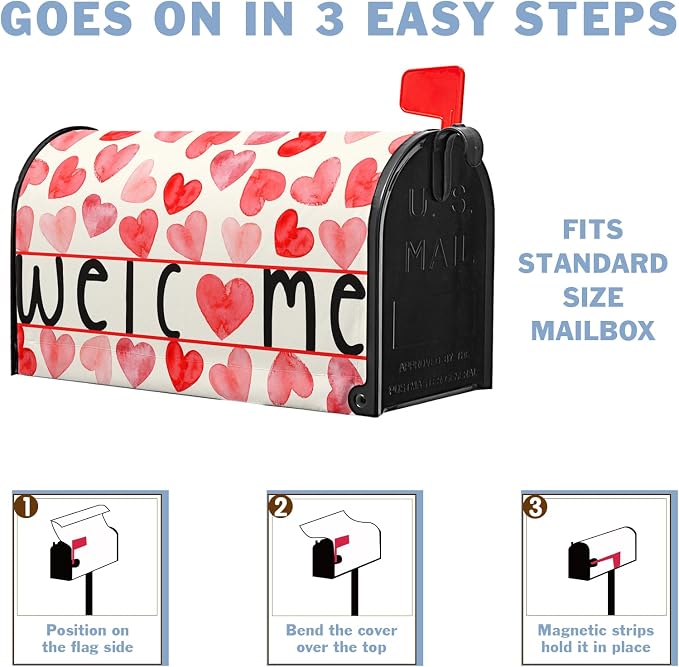 Welcome Valentines Mailbox Cover Magnetic Standard Size 21 x 18 Inch Valentine - Image 7