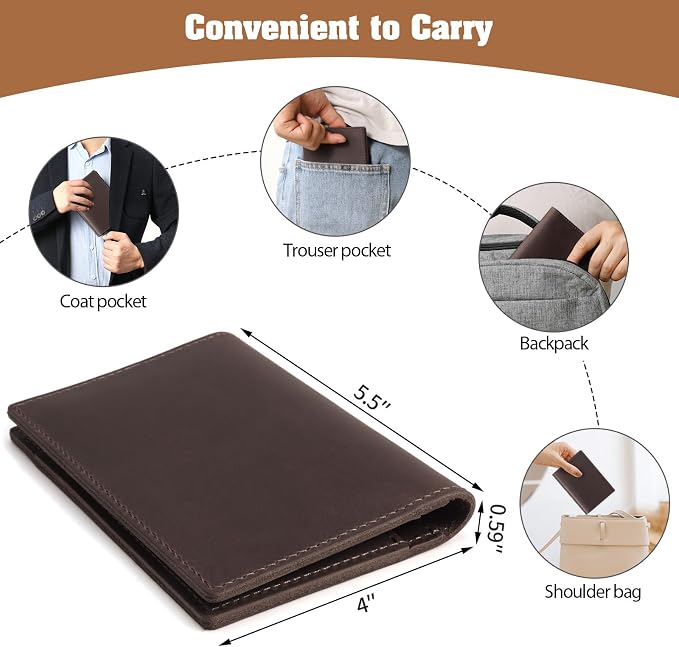 Jack&Chris Leather Passport Holder, Handmade Passport cover, Travel Wallet - Image 6