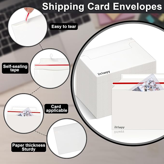 200 Pack Trading Card Envelopes, 7 x 4.35 Inches Self-Adhesive Card Mailers - Image 3