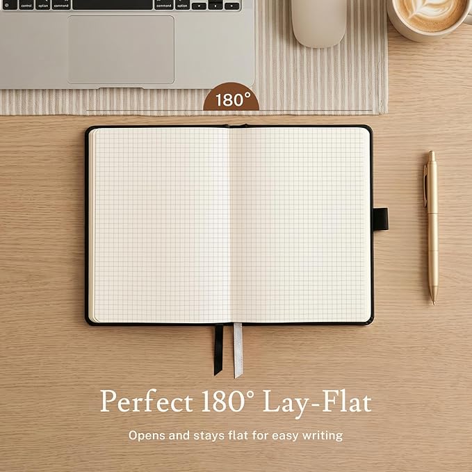 PAGELYST Graph Grid Paper Notebook, 200 Pages, 4 Pack Leather Hardcover Notebook - Image 6