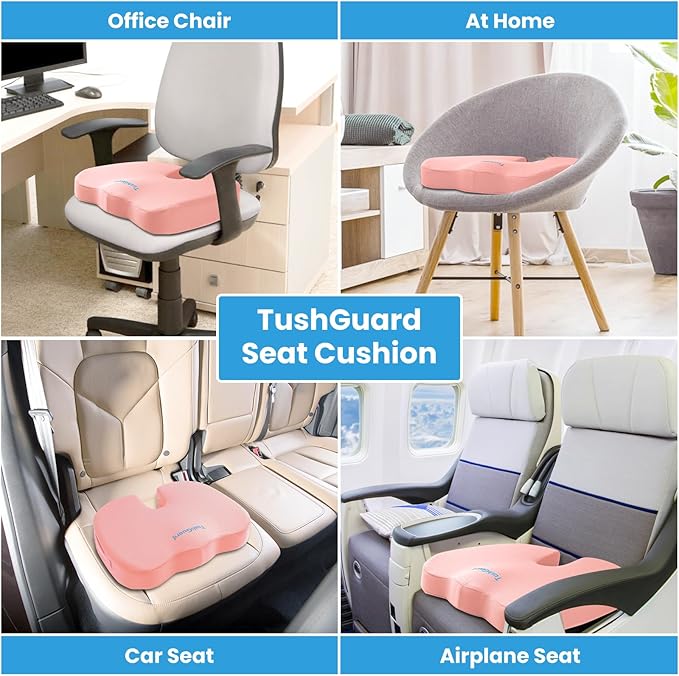 TushGuard Seat Cushion for Office Chair Memory Foam Non-Slip Cushion Back - Image 5