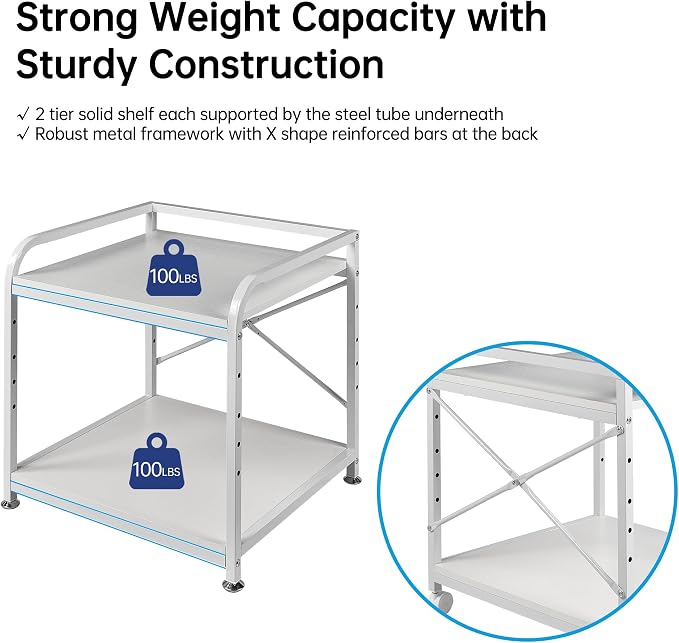 Fannova 20 Inches Deep Large Printer Stand, 2 Tier Under Desk Printer Table - Image 8