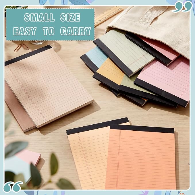 Lincia 12 Pcs 5" x 8" Small Legal Pads Colored Lined Note Pads Narrow Ruled - Image 3