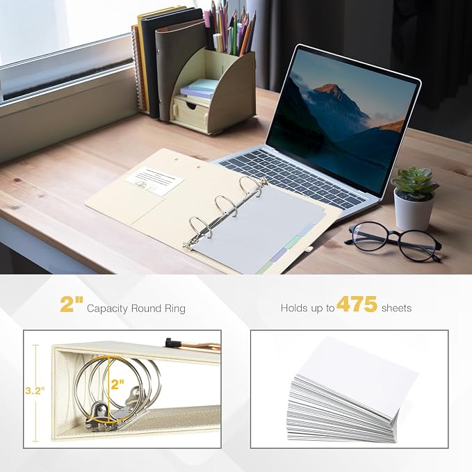 Ospelelf Mini 3 Ring Binder 5.5 x 8.5, 2 inch Round Ring Clipboard Binders - Image 4