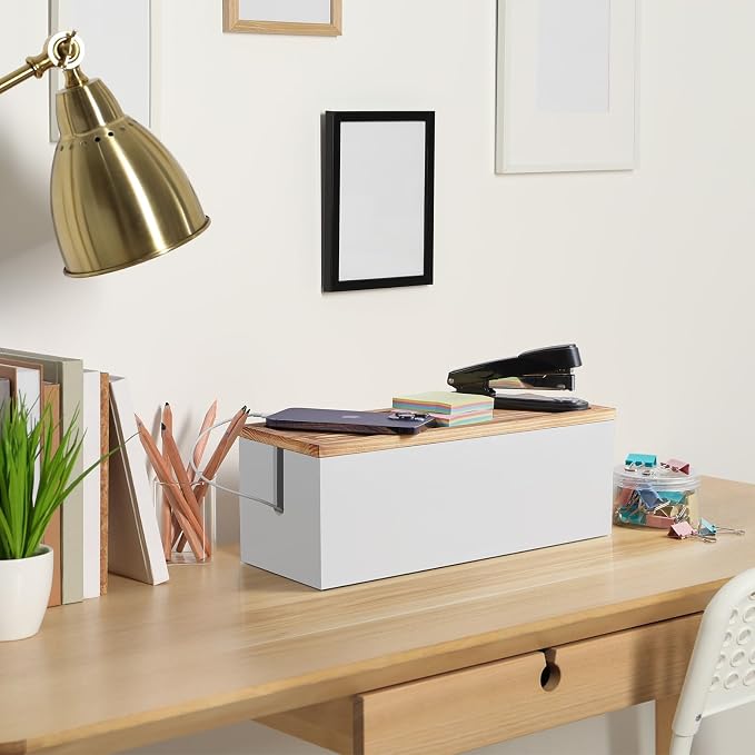Bivvclaz Large Cable Management Box, Wooden Cord Organizer Box - Image 8