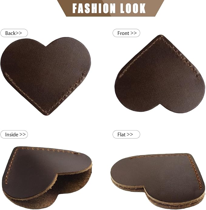 Jack&Chris Genuine Leather Heart Bookmark, Handmade Stitched Corner Page - Image 4