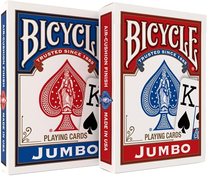 Bicycle Jumbo Index Playing Cards, 2 Pack Large Print Poker Size Deck of Cards by BicyclePlayingCards