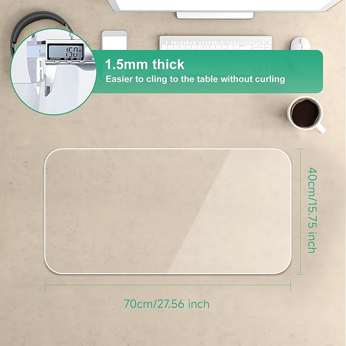 NATRKE Clear Desk Mat Pad, 27.6"x15.7" Large Transparent Computer Desk Mat - Image 7