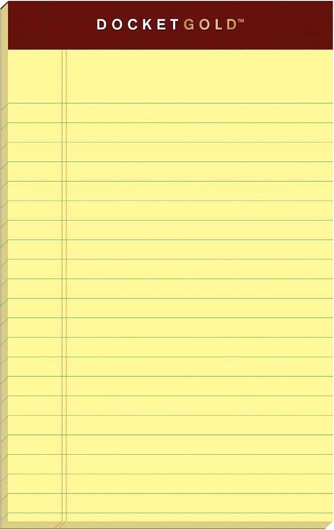 TOPS Docket Gold Writing Pads, Jr. Legal Rule, Canary Paper, 50 Sheets by TOPSProducts