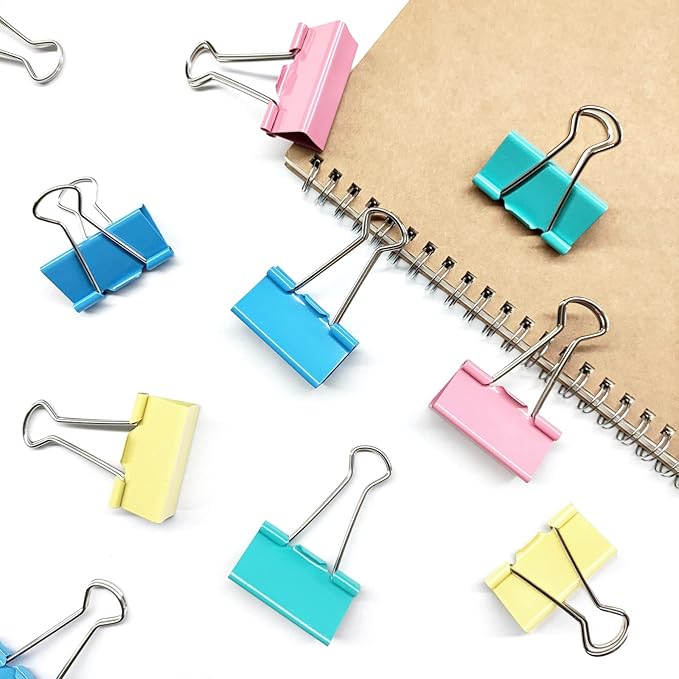 Ykimok Large Binder Clips, 1.6 inch, 24 Pack, Colored Binder Clips, Paper - Image 6