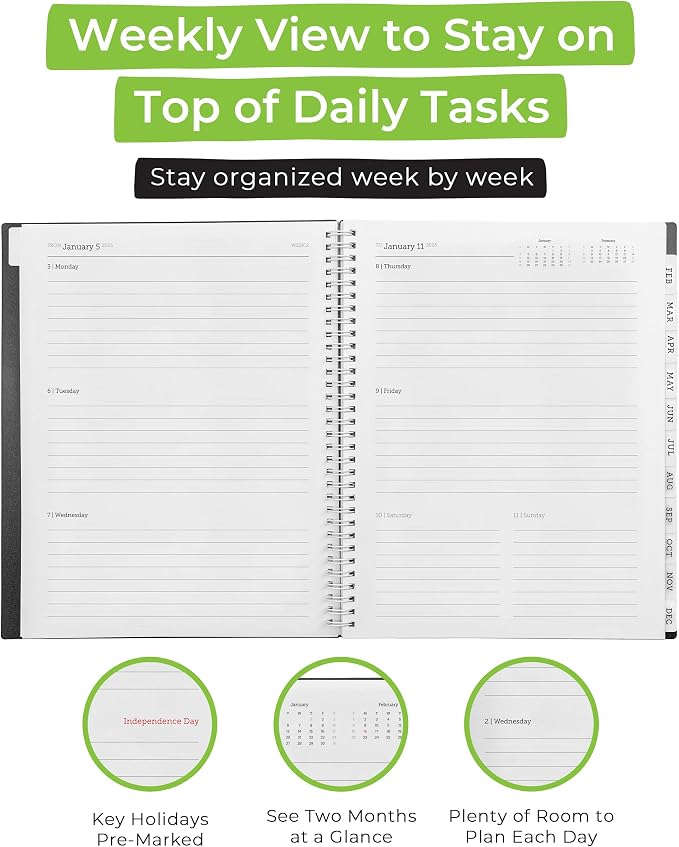 Walldeca 2026 Planner, Weekly & Monthly View Spiral Bound - Image 5