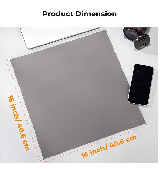 4 Pack 16''x16'' Extra Large Microfiber Cleaning Cloths, K&F Concept Oversized Microfiber Cloths for TV Screen, Electronics, Laptops, Telescope, Computers, Eyeglasses, Gray-DeskLoop Office