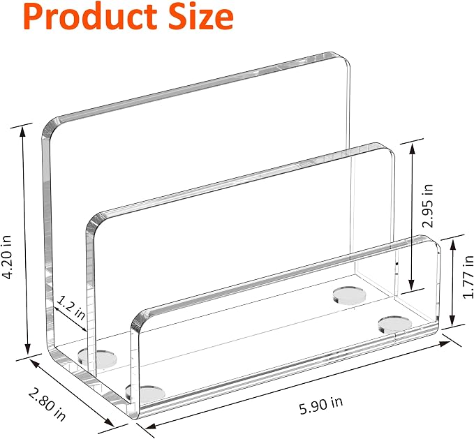 FUCDTEFC Desk Mail Organizer, 2 Section Clear Acrylic File Holder Letter - Image 2