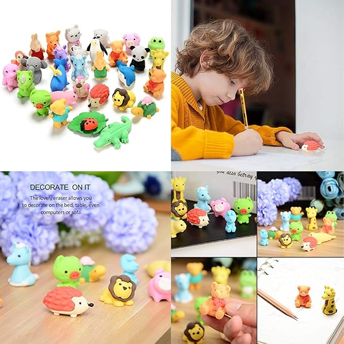 URSKYTOUS 35Pcs Animal Erasers Desk Pets - Image 6