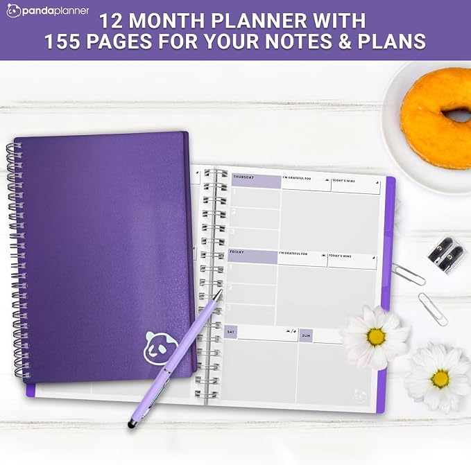 Panda Planner Undated Weekly Spiral Notebook 2026-2027, 5.75 x 8.25 Purple | 52 - Image 8