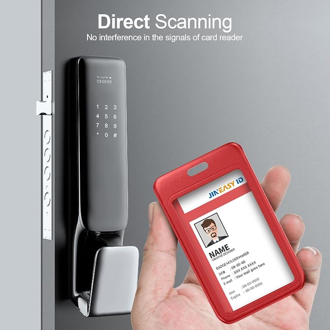 JINEASY ID Sliding ID Badge Holder Hard Vertical Plastic Badge Protector ID Case - Image 7