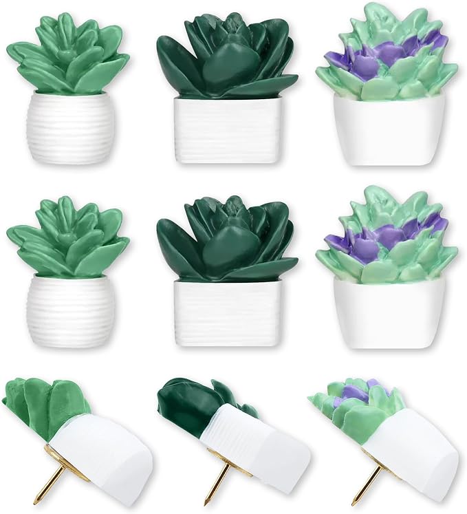 9 Pieces Push Pins Succulent Plants Floret Thumbtacks by krastmon