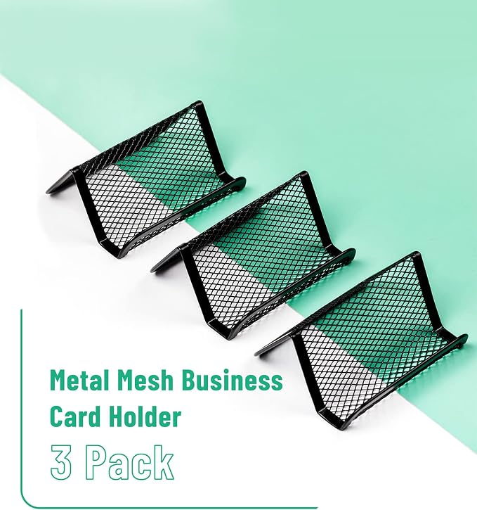 Mr. Pen- Metal Mesh Business Card Holders, 3 Pack, and Business Use, Flat and - Image 2