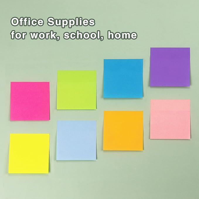 Eastern Wolf 8 Pads Sticky Notes 3x3 Self-Stick Notes 8 Bright Multi Colors Purple Sticky Notes, 85 Sheet/Pad-DeskLoop Office