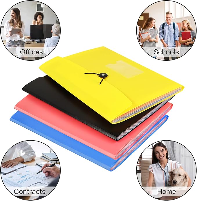 4 Pack 7-Pocket Expanding File, Plastic Expandable File Folder - Image 7