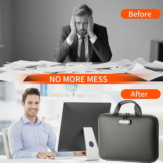 Fireproof Document File Organizer Bag, Hard Case Fireproof Waterproof Important - Image 2