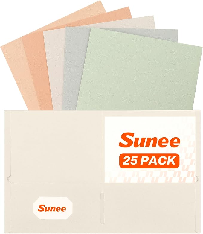 SUNEE Folders with Pockets, 2 Pocket Folders Fit Letter Size Paper, Paper File by SUNEE
