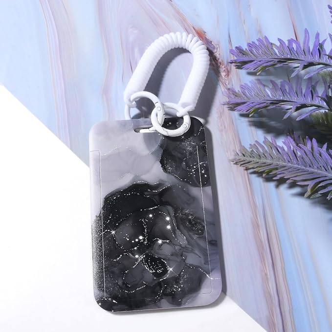 ID Badge Holder with Keychain, Spring Rope, and Metal Ring – Slide-Open Plastic - Image 7