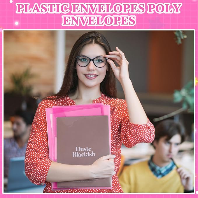 Yeaqee 50 Pcs Plastic Envelopes Poly Envelopes File Folders - Image 4