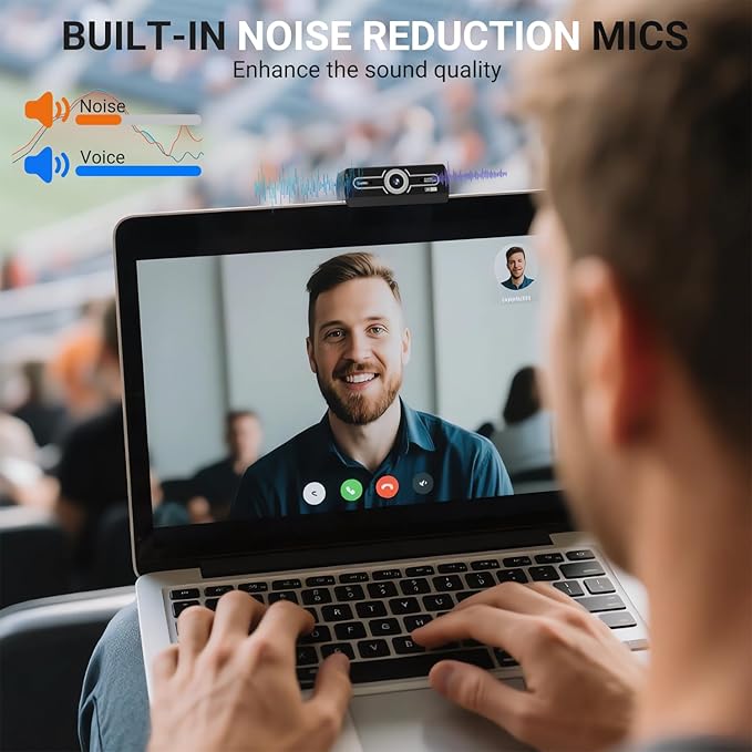 2K Webcam,Webcams for PC, AutofocusNoise Cancellation,Plug & Play USB Web cam for Laptop, Desktop, PC, Mac, Zoom, Skype, Streaming-DeskLoop Office