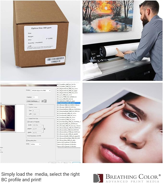 Optica One is a Luxurious 300 gsm Smooth Matte Fine Art Inkjet Paper Featured in a 24"x40' Roll; Its Bright White Color Makes It Ideal for Black and White and Color Prints.-DeskLoop Office