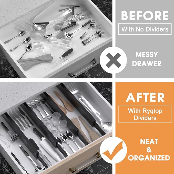 Bamboo Drawer Dividers, 17-22" Adjustable Kitchen Drawer Organizer - Image 2