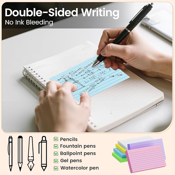 Index Cards 3x5 Inch, Flash Cards, Ruled Lined Colored Note Cards Paper - Image 7