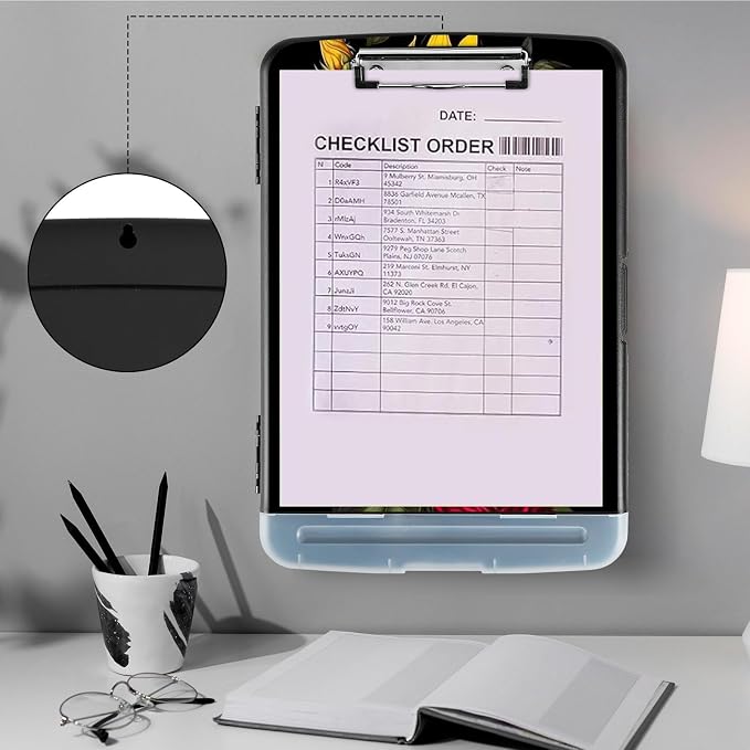 Clipboard with Storage, Heavy Duty Plastic Storage Clipboard with Low Profile - Image 4