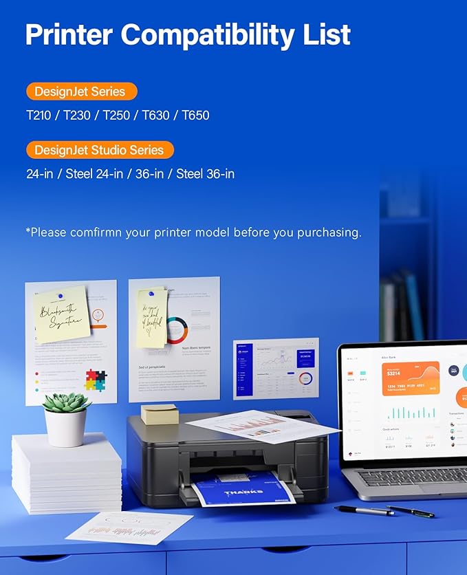 712 712XL Ink Cartridges Combo Set 4-Pack High Yield with chip Replacement for HP 712 712XL Ink Compatible with HP Designjet T650 T630 T230 T210 T250 Studio Plotter Printer (Black/Cyan/Magenta/Yellow)-DeskLoop Office