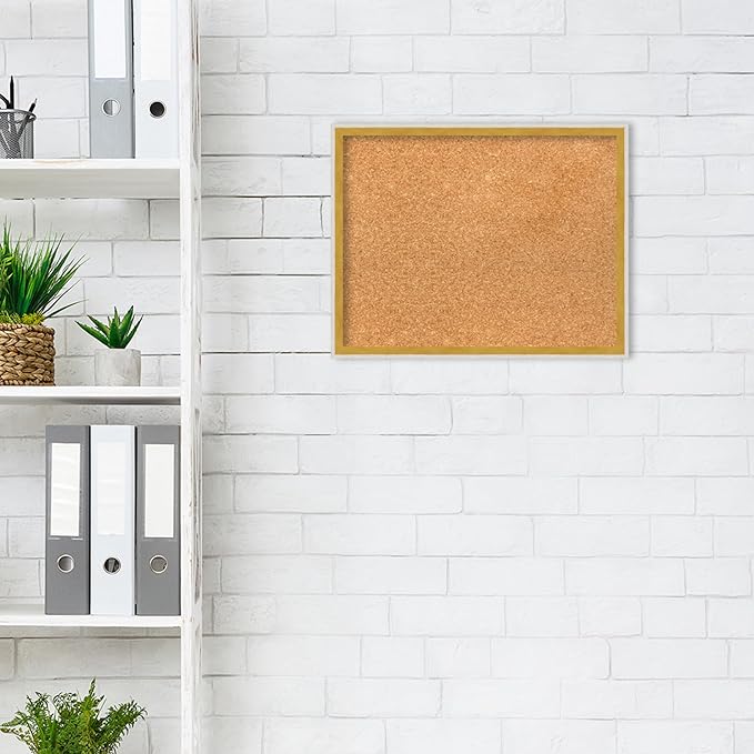Amanti Art Natural Cork Board for Wall, 15x19 Vision Board with White Frame, Small Corkboard Office Decor for Home Organization, Modern Corkboard Pinboard to Display Items for Home Organization in-DeskLoop Office